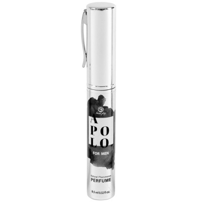 Frasco de perfume APPOLO para homens prateado com texto preto