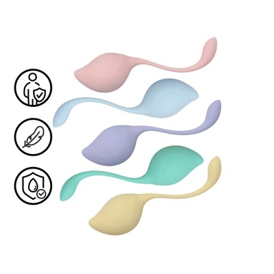 Dispositivos coloridos em forma de folha em silicone e ícones de proteção, leveza e impermeabilidade