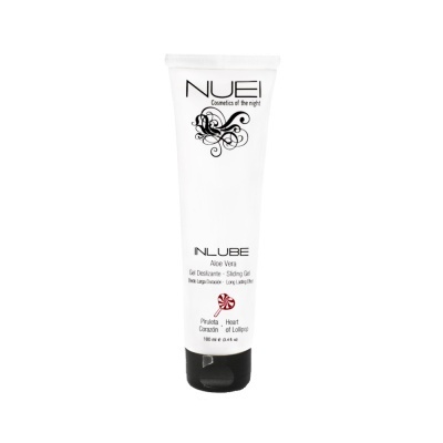 Tubo branco com tampa preta de gel deslizante INLUBE da marca NUEI.
