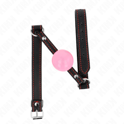 algema de pulso preta com bola rosa
