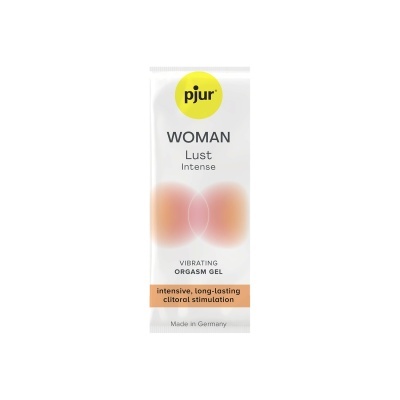 Embalagem de gel orgástico vibratório da marca pjur para mulheres.