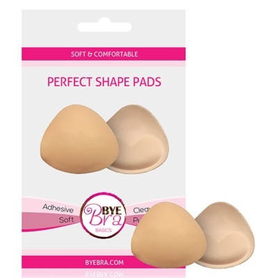 Almofadas para soutien bege em embalagem branca e rosa