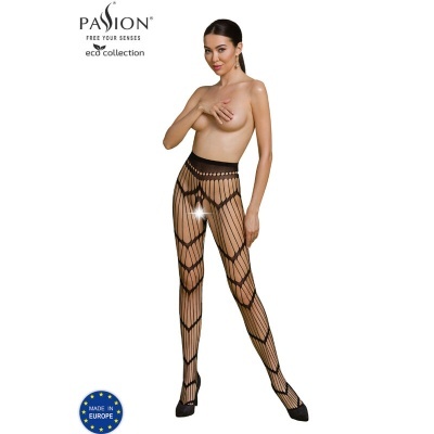 Collants femininos pretos padrão rede com riscas verticais e formas geométricas