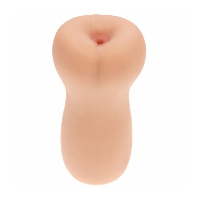 Produto em silicone cor de pele com formato cilíndrico e topo arredondado.
