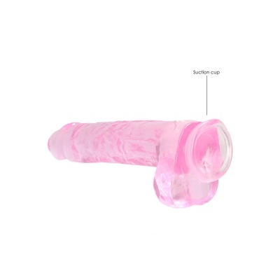 Dildo rosa translúcido com ventosa