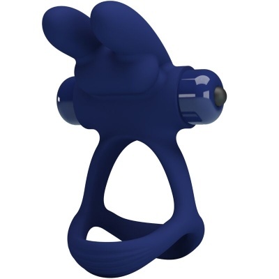 Anel de silicone azul escuro com textura lisa e duas protrusões