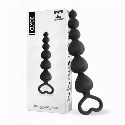 Plug anal preto com embalagem branca