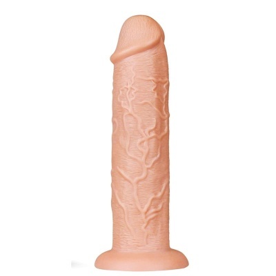 Dildo cor carne com textura veias e base larga