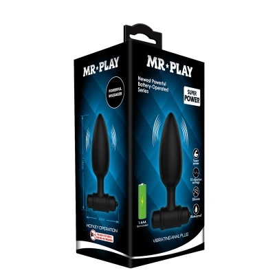 Embalagem de massajador anal vibratório preto MR PLAY