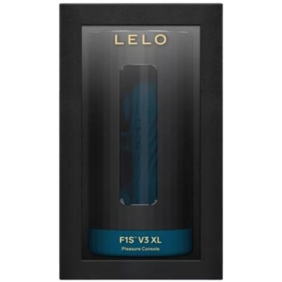 Embalagem preta com dispositivo azul e texto LELO F1S V3 XL