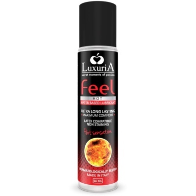 Frasco de lubrificante à base de água Luxuria Feel Hot, 60ml