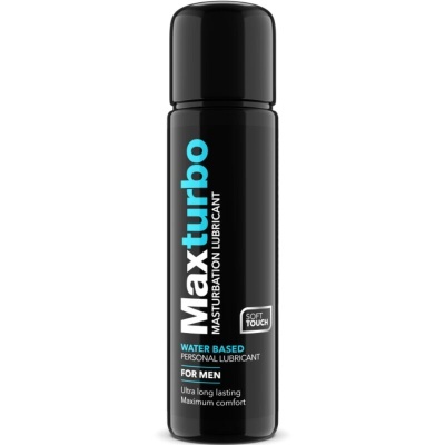 frasco preto de lubrificante MaxTurbo para homens