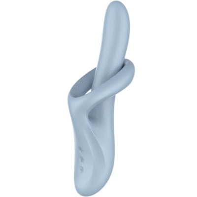 Vibrador azul claro em silicone com design ergonómico