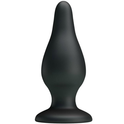 Plug anal preto de material mate com base larga