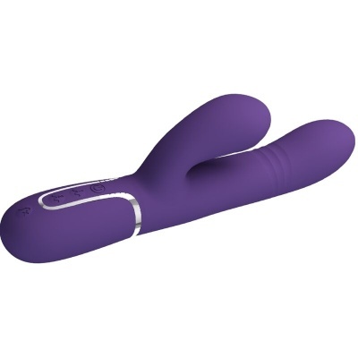 Vibrador duplo roxo em silicone com painel de controlo