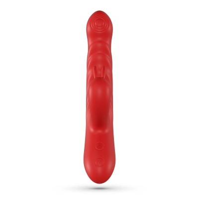 Vibrador vermelho texturizado com orelhas de coelho