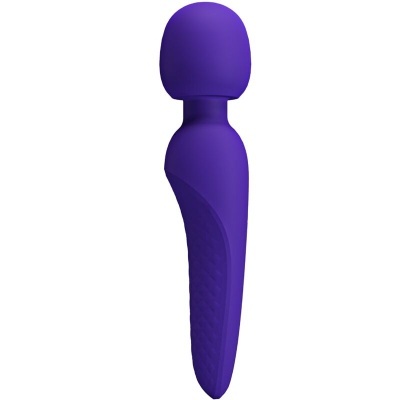 Vibrador massageador roxo com cabeça arredondada e cabo texturizado
