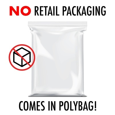 Saco plástico branco com aviso NO RETAIL PACKAGING e símbolo de proibição de embalagem a retalho