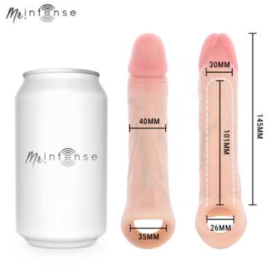 Produto anatómico cor pele com detalhes rosados e lata branca Mr.intense