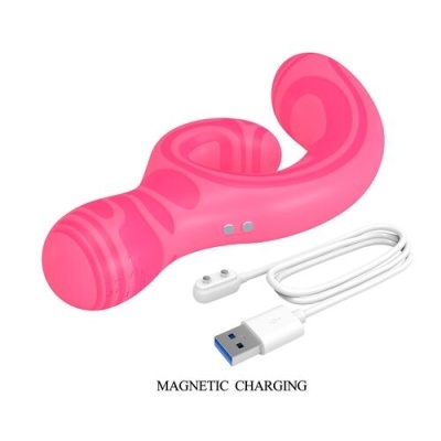 Produto cor-de-rosa com cabo USB branco para carregamento magnético