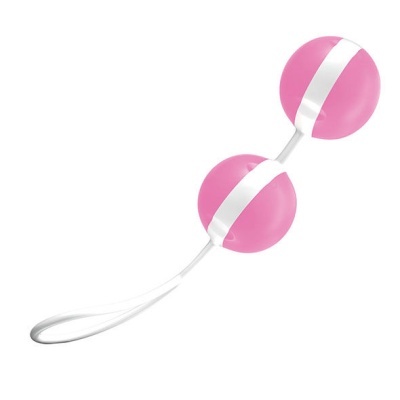 Bolas Ben Wa cor-de-rosa e brancas com suporte em branco