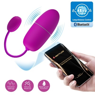 Vibrador roxo de silicone com controle Bluetooth via smartphone