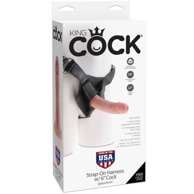 Embalagem de arnês sexual com dildo cor de pele