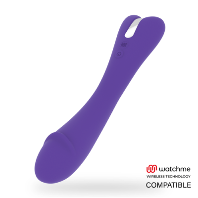 Vibrador roxo com controlo e texto watchme Wireless Technology Compatible