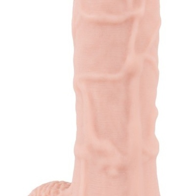 Dildo realista cor pele com base larga e textura detalhada