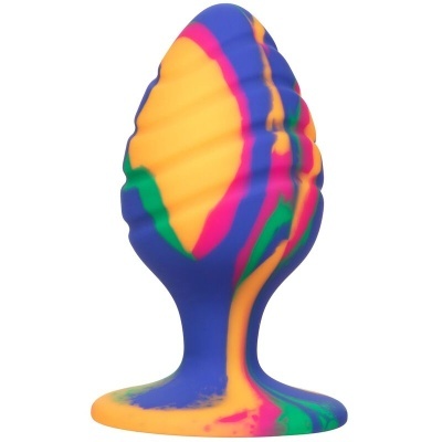 Plug anal colorido de silicone com padrão em espiral