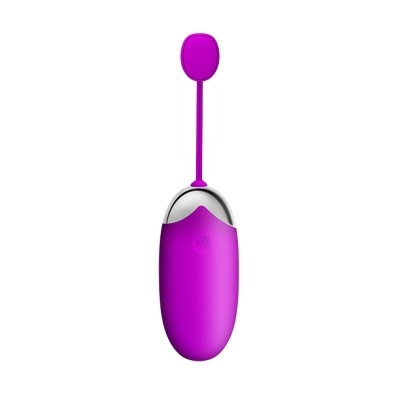 Dispositivo roxo oval com detalhe metálico prateado e cabo flexível no topo