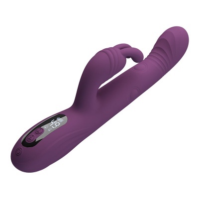 Vibrador roxo com visor digital e botões