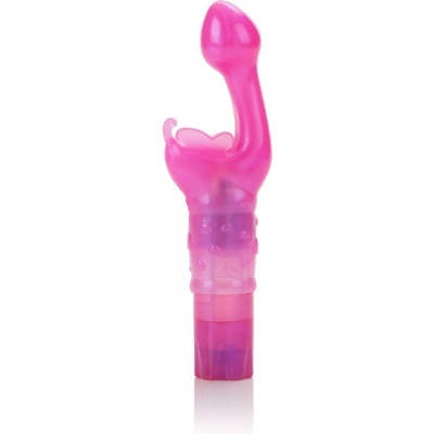Vibrador rosa translúcido anatómico em silicone