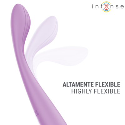 Objeto flexível roxo com texto ALTAMENTE FLEXIBLE HIGHLY FLEXIBLE