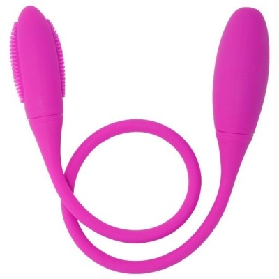 acessório sexual rosa choque de silicone com duas pontas flexíveis