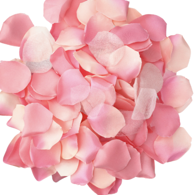 Pétalas artificiais de rosa cor de rosa em tecido
