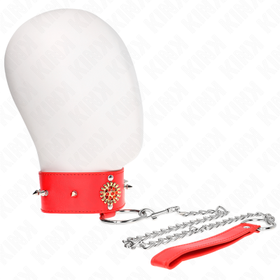 Colarinho vermelho com spikes e corrente metálica com pega vermelha