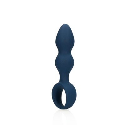 Plug anal azul escuro em silicone com anel na base