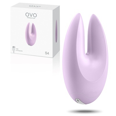 Produto lilás em silicone com embalagem branca OVO lifestyle toys S4