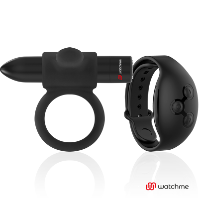 Anel vibratório preto com bracelete controlador preto