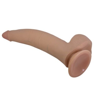 Dildo realista bege com ventosa na base em fundo branco
