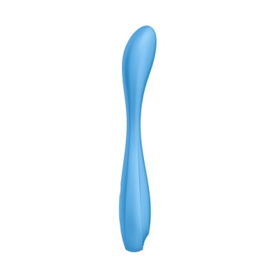 Produto azul curvo de silicone visto de perfil
