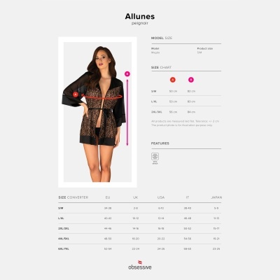 Peignoir feminino Allunes com padrão animal print e mangas pretas transparentes