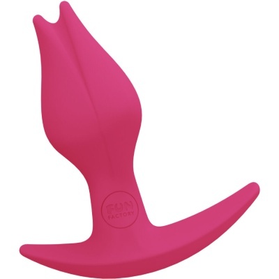 Produto cor-de-rosa em silicone com formato anatómico e marca FUN FACTORY