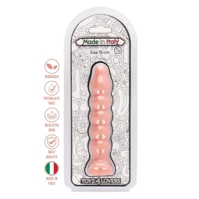 Produto sexshop Toyz 4 Lovers cor rosa pele realística em embalagem branca com texto e ícones