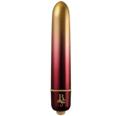 Vibrador tipo bala metálico dourado para vermelho com símbolo B