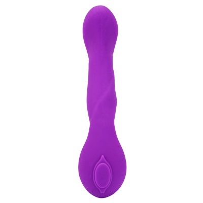 Vibrador em silicone roxo com textura lisa e formato alongado