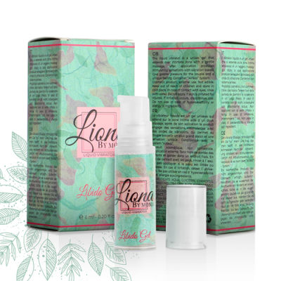 Gel líquido vibratório Liona By Mom com embalagem padrão floral verde e rosa