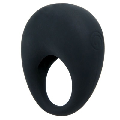 Anel vibratório preto em silicone com botão de energia
