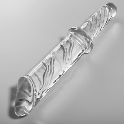 Dildo transparente em vidro com textura ondulada